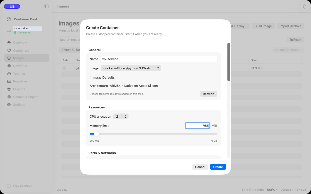 Container Desk 0.2.0 教學：用原生 Mac 介面管理 Apple Container，部署第一個本機服務